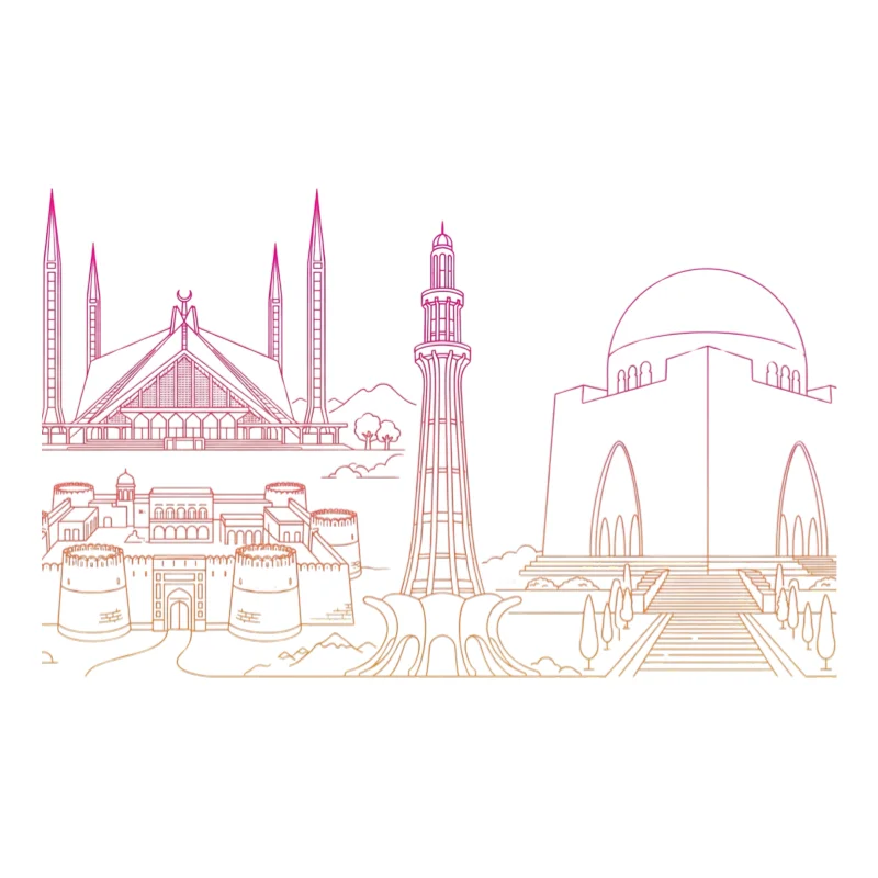 Pakistan landmarks illustration featuring iconic monuments in LIFT brand colors